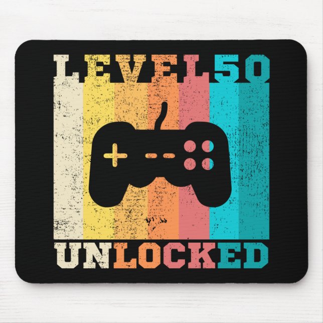 50th Birthday Level 50 Unlocked Mouse Pad (Front)