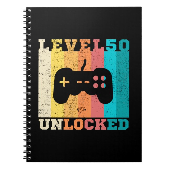 50th Birthday Level 50 Unlocked Notebook (Front)