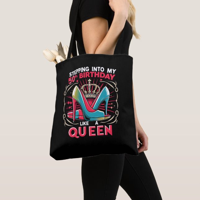 50th Birthday Like A Queen Happy 50 Years Women's Tote Bag (Close Up)