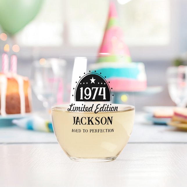 50th Birthday Limited Perfection 1974 Stemless Wine Glass (Insitu (Birthday))