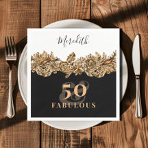 50th Birthday Luxury Golden Flowers Elegant Classy
