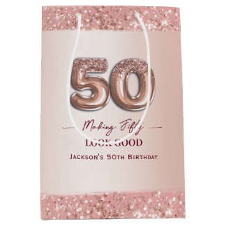 50th Birthday Making 50 Look Good Rose Gold Medium Gift Bag