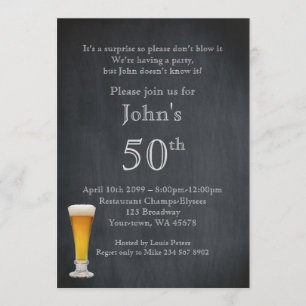 50th,Birthday Man,Party Man,any age,chalkboard,Man Invitation