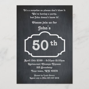 50th,Birthday Man,Party Man,any age,Chalkboard,Man Invitation