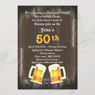 50th,Birthday Man,Party Man,any age,wood,rustic Invitation