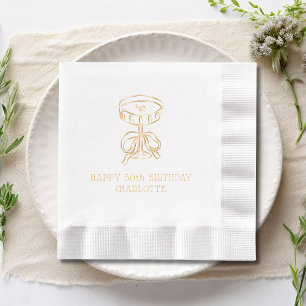 50th Birthday Martini Bow Cocktail Party Foil Napkins