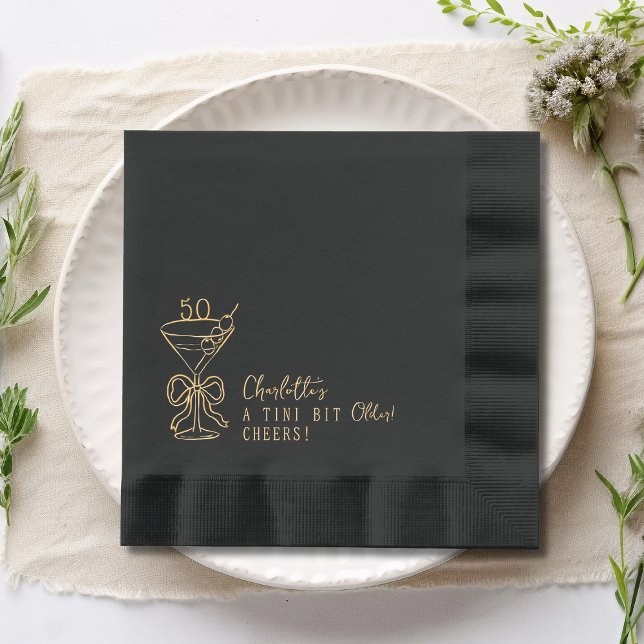 50th Birthday Martini Cheers Fifty Personalized Foil Napkins (Creator Uploaded)