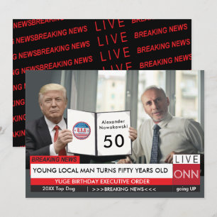 50th Birthday 🎙️ Men's Funny Trump TV News Card