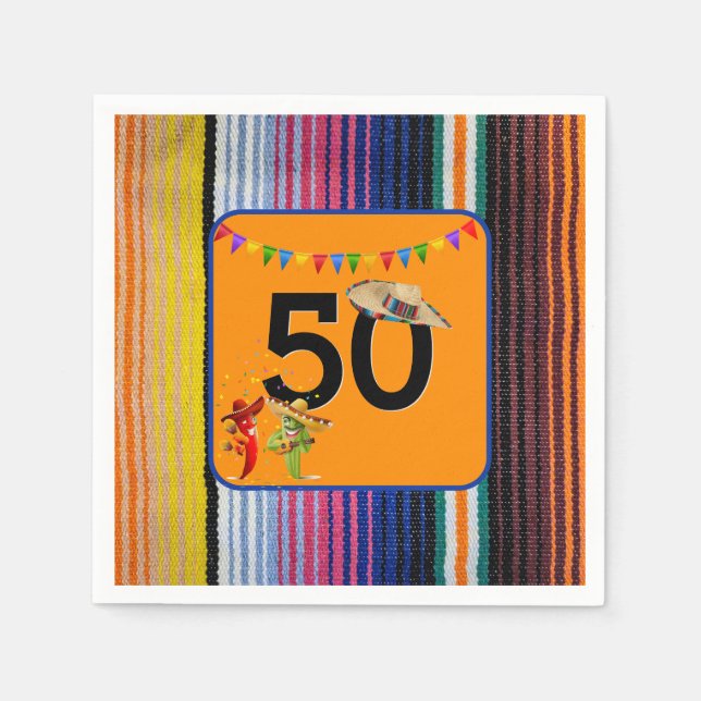 50th Birthday Mexican Design Napkin (Front)
