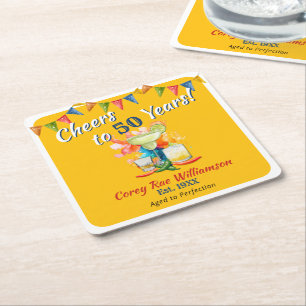 50th Birthday Mexican Fiesta Cheers to 50 Years  Square Paper Coaster