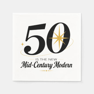50th Birthday Mid Century Modern Party Napkin