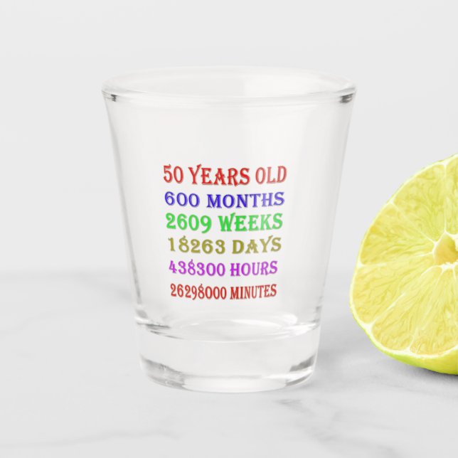 50th Birthday Milestones Shot Glass (Front)