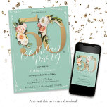 50th Birthday Mint Gold Floral Vintage Glamourous Invitation<br><div class="desc">50th Birthday Mint Gold Floral Vintage Glamourous Invitation. Glamourous and pretty birthday party invitation featuring vintage floral design with gold letters and mint background! Goes amazing with a fun floral and glamourous party theme. Want more customization? Contact the designer by clicking on the 'message' button below.</div>