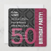 50th Birthday Modern Colour Maroon and Black V04