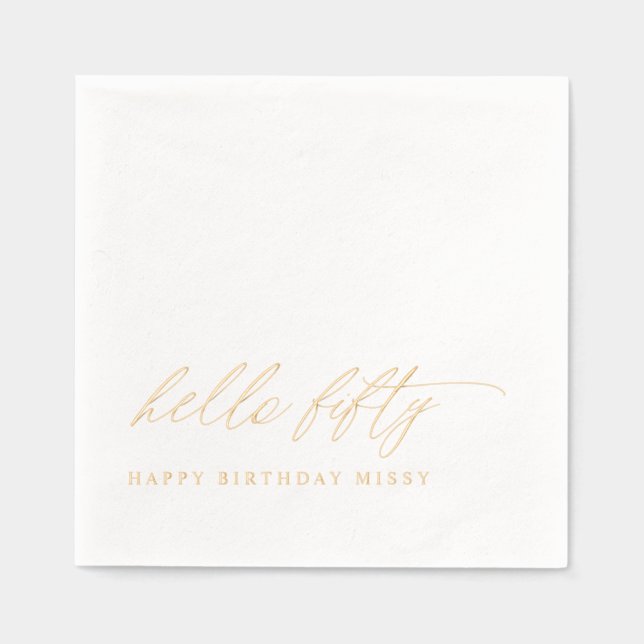 50th Birthday Modern Elegant Gold Hello Fifty (Recto)