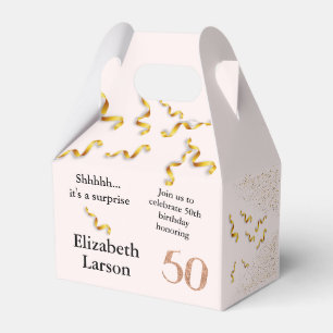 50th Birthday Modern Minimalist Faux Gold Glitter Favor Box