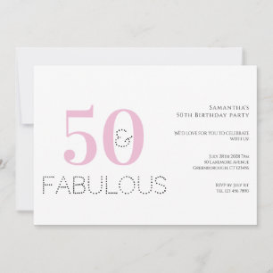 50th Birthday Modern Pink 50 and Fabulous Party Invitation
