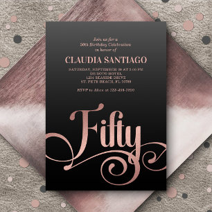 50th Birthday Modern Script Invitation