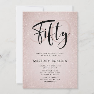  50th Birthday Modern Script Rose Gold Party Invitation
