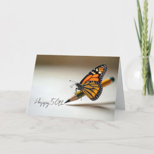 50th Birthday Monarch Butterfly On a Pencil Card