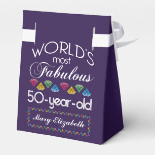 50th Birthday Most Fabulous Colourful Gems Purple Favor Box