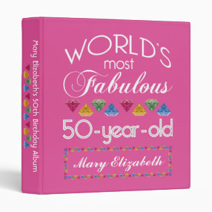 50th Birthday Most Fabulous Gems Raspberry Pink Binder