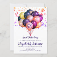 50th Birthday Multi Metallic Coloured Balloons