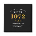 50th Birthday Name 1972 Black Gold Elegant Chic