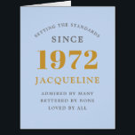 50th Birthday Name 1972 Blue Elegant Chic<br><div class="desc">A personalized elegant birthday card that is easy to customize for that special occasion.</div>