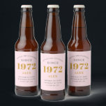 50th Birthday Name 1972 Pink Grey Elegant Chic Beer Bottle Label<br><div class="desc">A personalized elegant beer label that is easy to customize for that special occasion.</div>