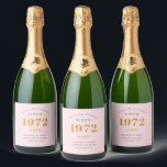 50th Birthday Name 1972 Pink Grey Elegant Chic Sparkling Wine Label<br><div class="desc">A personalized elegant sparkling wine label that is easy to customize for that special occasion.</div>