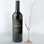 50th Birthday Name 1973 Black Gold Elegant<br><div class="desc">A personalized elegant wine label that is easy to customize for that special occasion.</div>