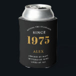50th Birthday Name 1975 Black Gold Elegant Chic Can Cooler<br><div class="desc">A personalized elegant can cooler that is easy to customize for that special birthday party occasion.</div>