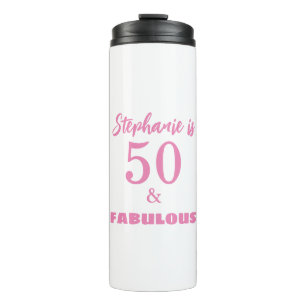 50th Birthday Name Monogram Gift Party Favour Thermal Tumbler