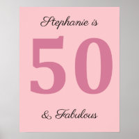 50th Birthday Name Pink Fifty And Fabulous Classy