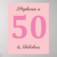 50th Birthday Name Pink Fifty And Fabulous Elegant