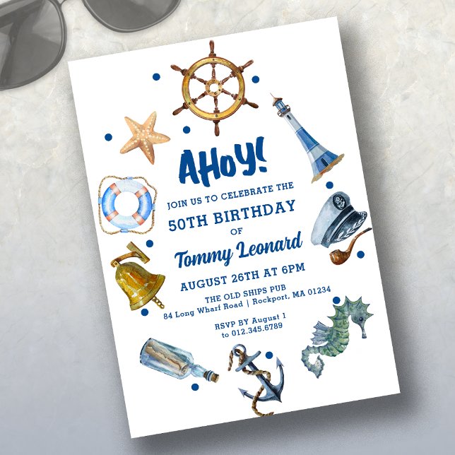 50th Birthday Nautical Summer 2024 Invitation (Creator Uploaded)