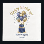 50th Birthday Navy Blue Balloon Cake Napkin<br><div class="desc">These fabulous men's 50th birthday party paper dinner napkins featuring a 2-layer navy blue and gold cake with navy blue and gold balloons, the number 50 in gold would be perfect for celebrating your loved one turning 50. They're traditional and classic while being fresh, modern and contemporary. They'll look fabulous...</div>