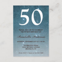 50th Birthday Navy Blue Galaxy Night Stars Sparkle