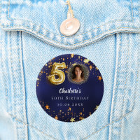 50th birthday navy blue gold stars photo