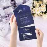 50th Birthday navy blue silver rsvp All In One Invitation<br><div class="desc">A navy blue background. The blue colour is uneven.  Personalize and add name,  party details,  RSVP date,  return address and name.  Fifty with a heart.</div>