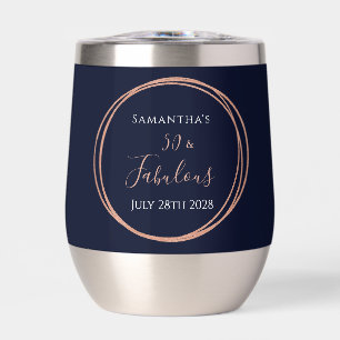 50th Birthday Navy Rose Gold Birthday Party Favour