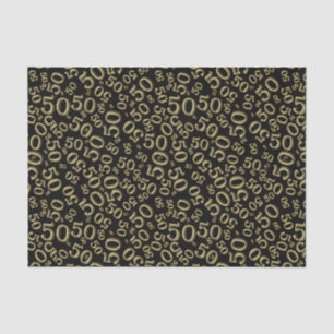 50th Birthday Number Pattern  Gold and Black Tissue Paper