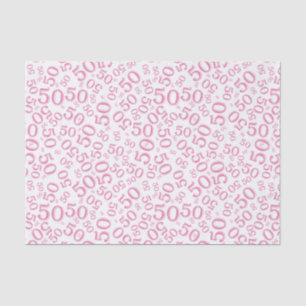 50th Birthday Number Pattern  Pink and White Tissue Paper