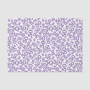 50th Birthday Number Pattern Purple and White Tissue Paper