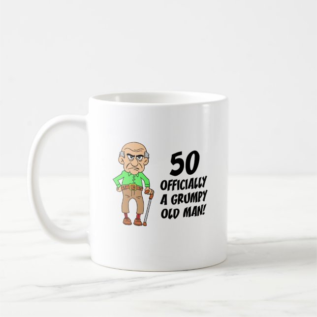 50th Birthday Officially Grumpy Old Man Coffee Mug (Left)