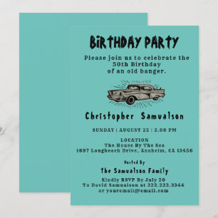 50th Birthday Old Banger Car Enthusiast Vintage Invitation