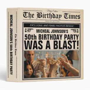50th Birthday Old Newspaper Unique Custom Album Binder