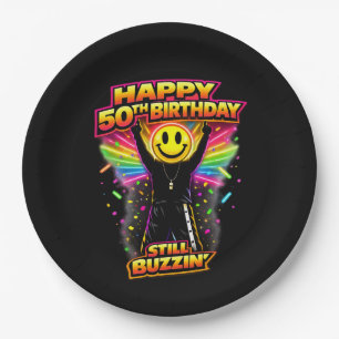 50th Birthday old skool raver Scottish rave scene  Paper Plate