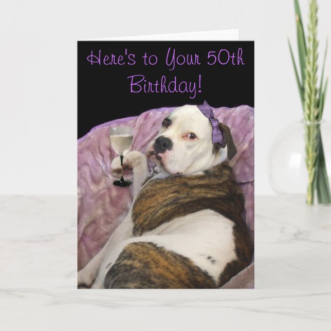 50th Birthday Olde English Bulldogge carte de voeu (Devant)